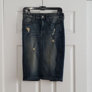 Express Light distressed jean skirt